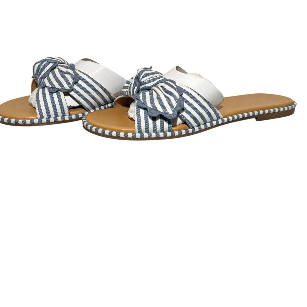 J Crew Women’s Sandals Striped Bow Slides size 8